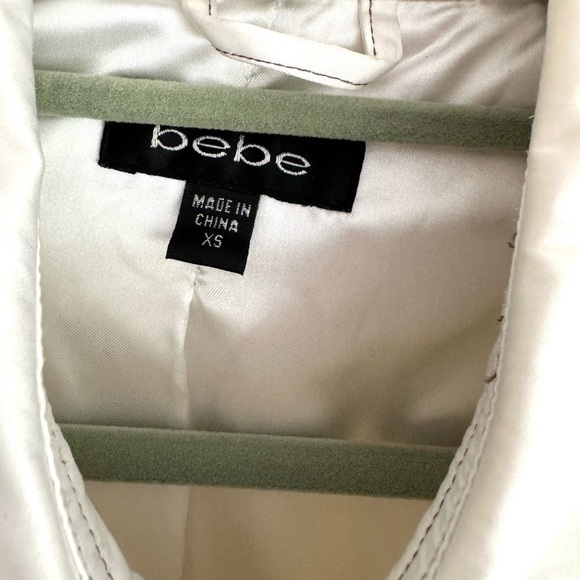 Bebe Vintage White Belted Trench Coat Button Front Cotton Blend Classic Chic XS - Picture 5 of 6